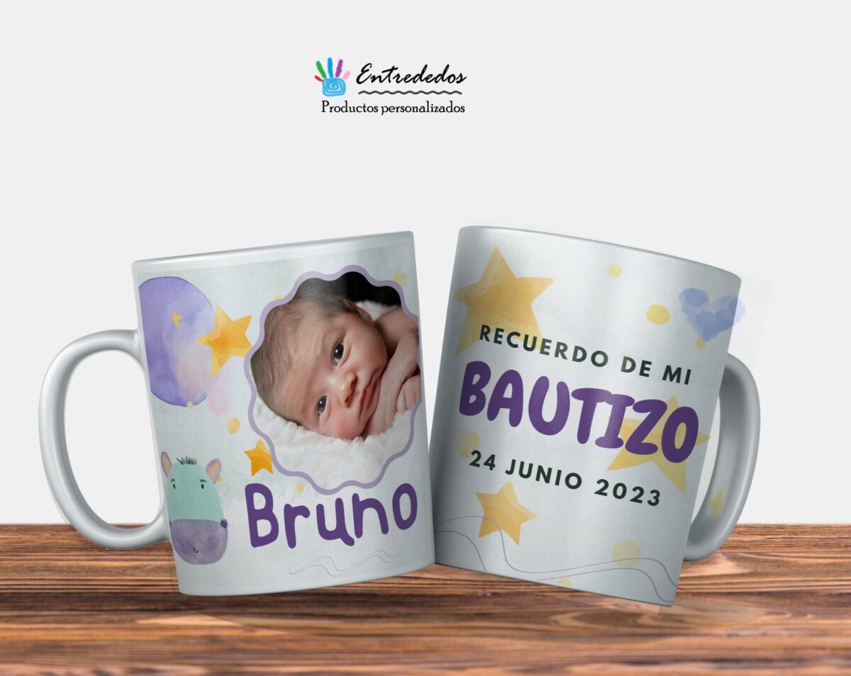 Taza bautizo o baby shower Bruno - Imagen 4
