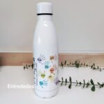Botella reutilizable personalizada con nombre y mensaje de agradecimiento