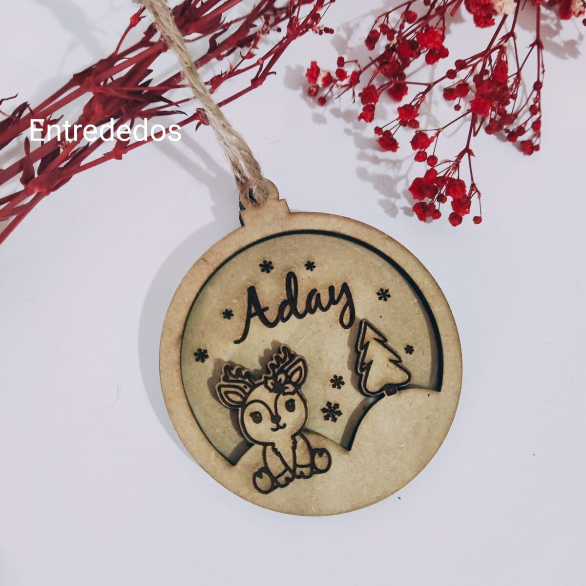 🎄 Bola madera personalizada  🎄reno navideño - Imagen 1