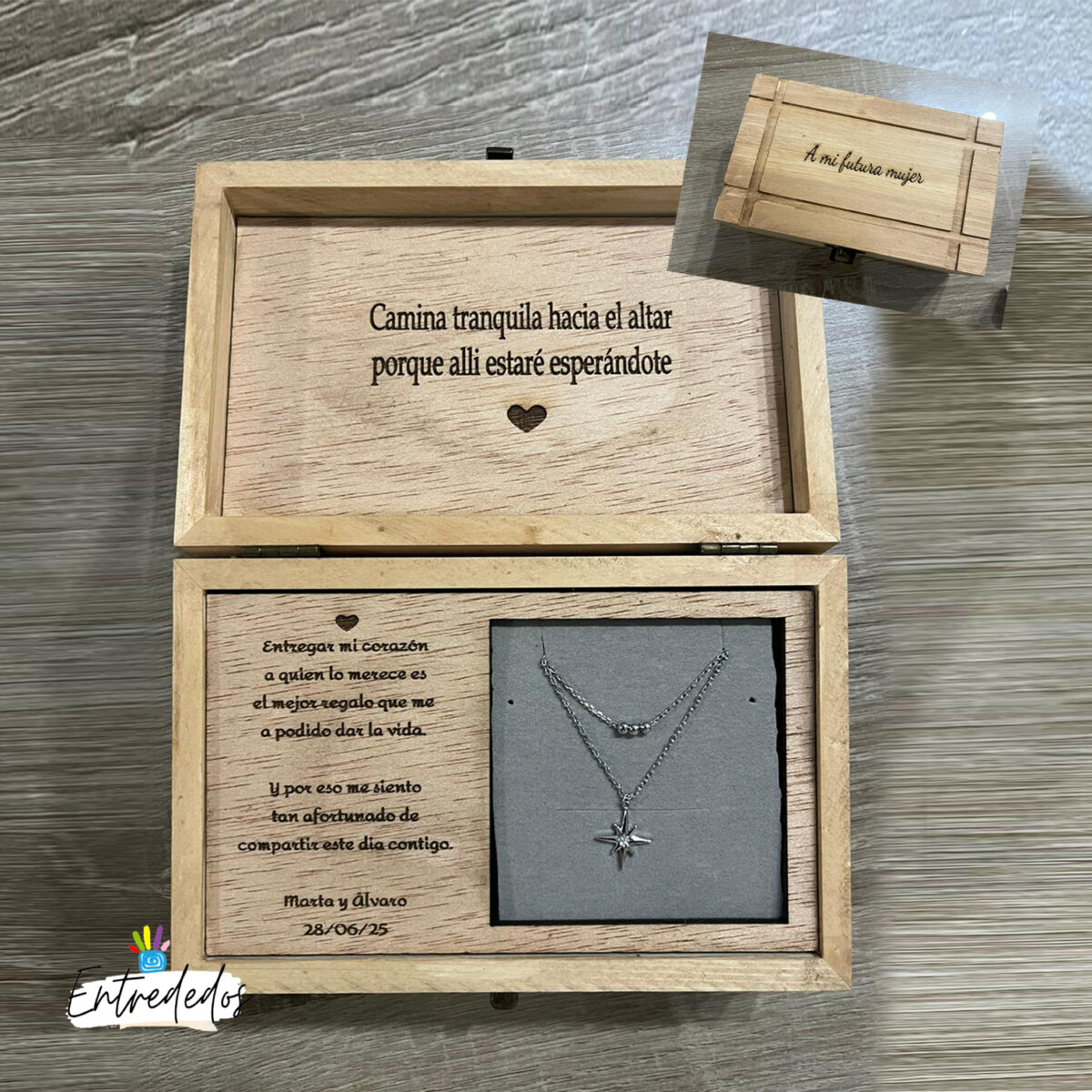 Caja de madera personalizada para "MUJER" - Imagen 1
