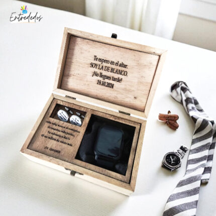 Regalos únicos: cajas para reloj y gemelos para él novio