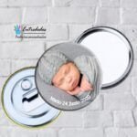 Chapa Bautizo Espejo/Imán con Foto Personalizada