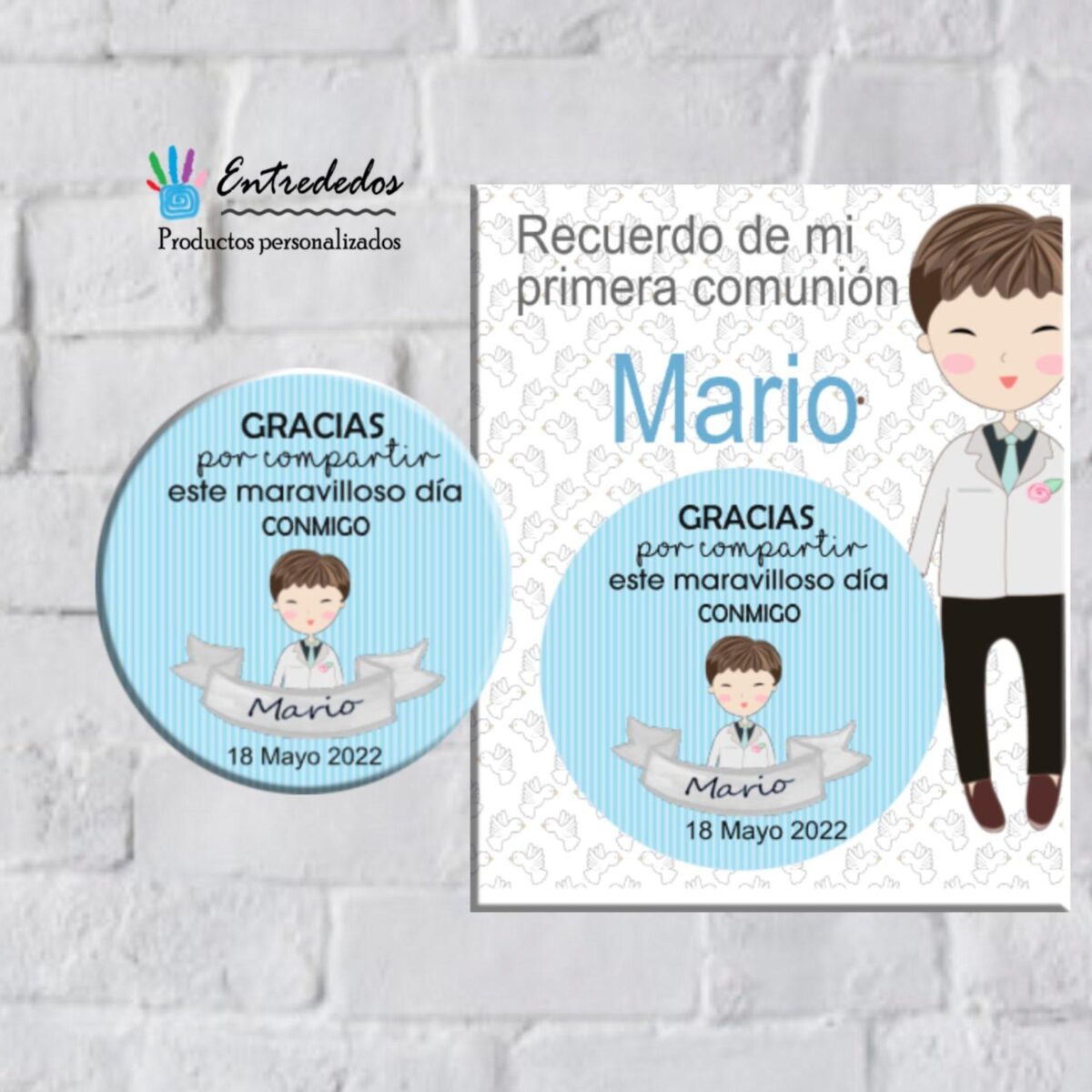 Chapa espejo o imán MUÑECO DE COMUNIÓN NIÑO - Imagen 1