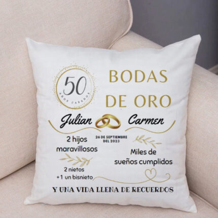Cojín personalizado para  "BODAS DE ORO O PLATA"
