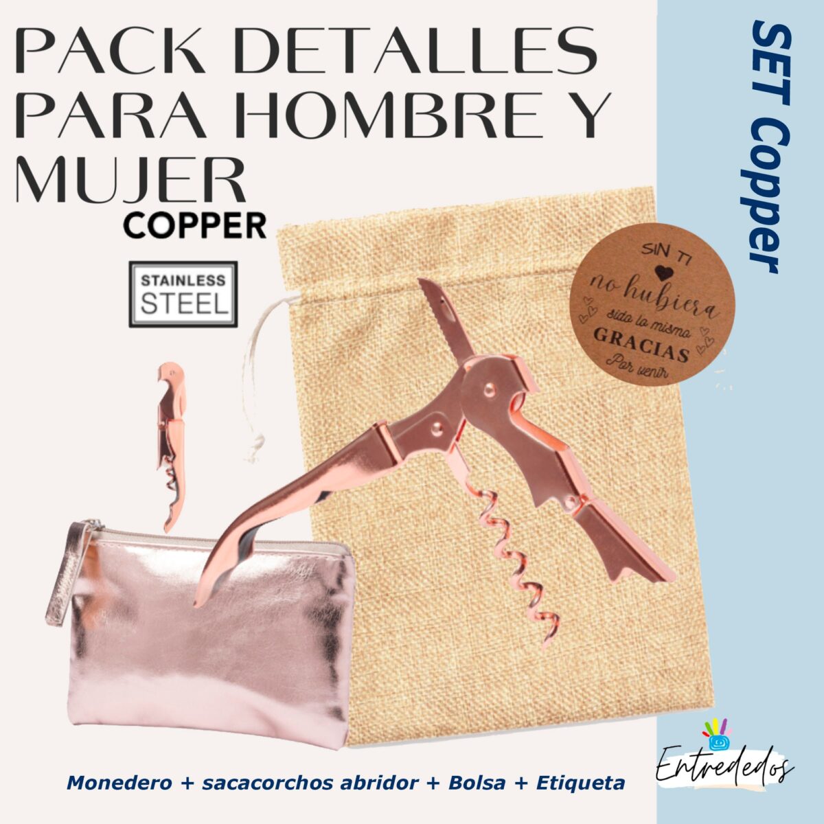 Pack Copper Monedero + sacarcochos abridor - Imagen 1