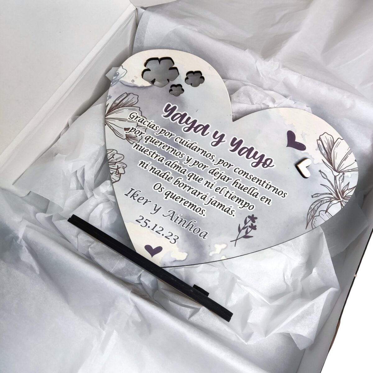 Corazón de madera personalizado tonos "AZULES" - Imagen 3