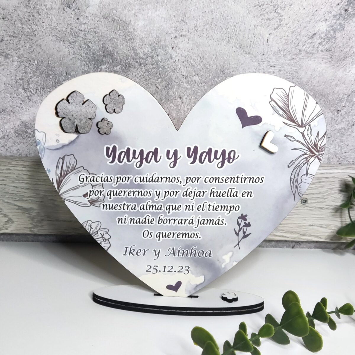 Corazón de madera personalizado tonos "AZULES" - Imagen 2