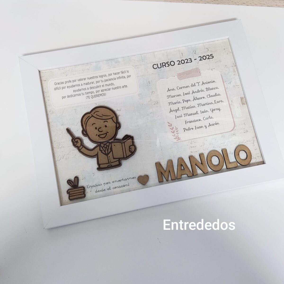 Marco color blanco con detalles en madera para PROFESOR - Imagen 4