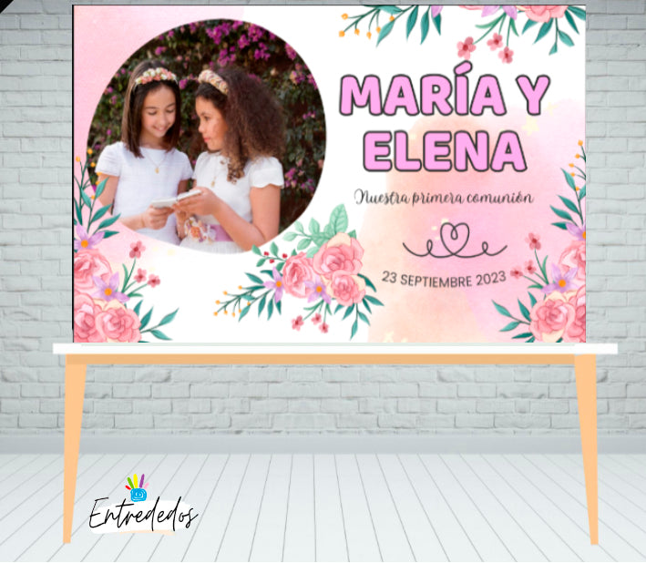 lona.jpg Fondo Perfecto para tu Mesa de Dulces FLORES ROSITAS - Imagen 1