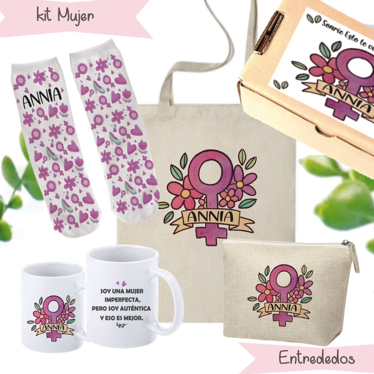 kit regalo mujer  símbolo mujer floral - Imagen 1