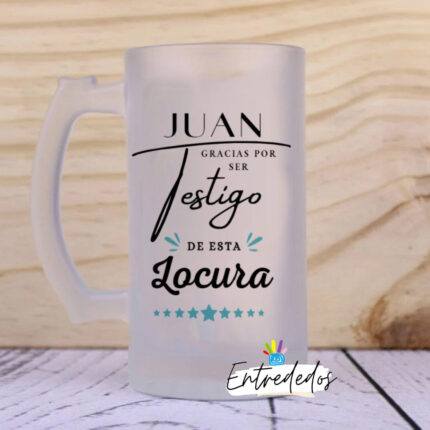 Jarra cerveza testigo personalizada en tonos verdes