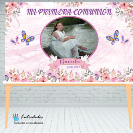 Fondo para mesa de dulces FLORES Y MARIPOSAS