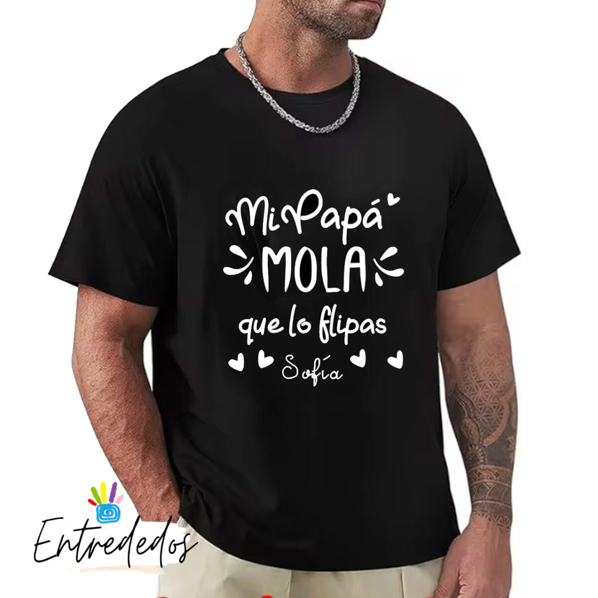 Camiseta papá diseño MOLA QUE LO FLIPAS - Imagen 1