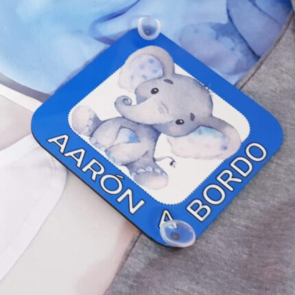 Placa para coche "Bebé a bordo"  ELEFANTE
