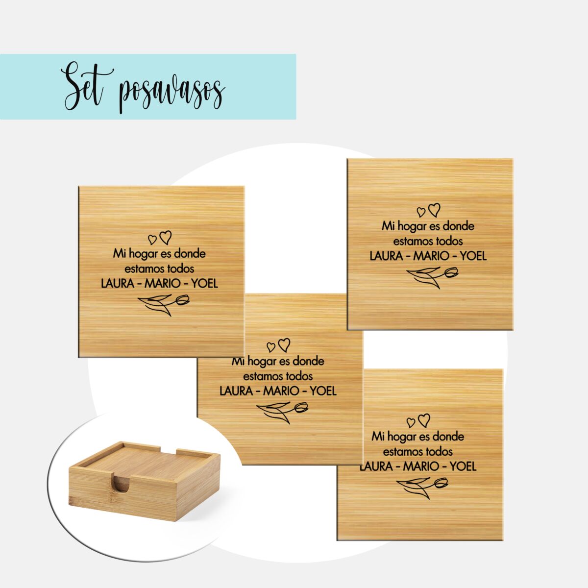 Set de 4 posavasos de línea nature - Imagen 1