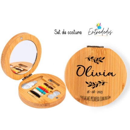 Cajita de costura de madera personalizado grabado