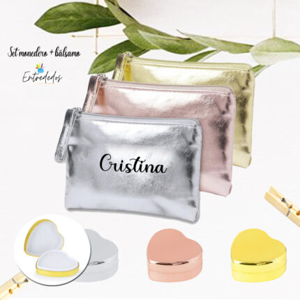 Monedero Personalizado para Mujer – Set con Nombre o Frase Metálico
