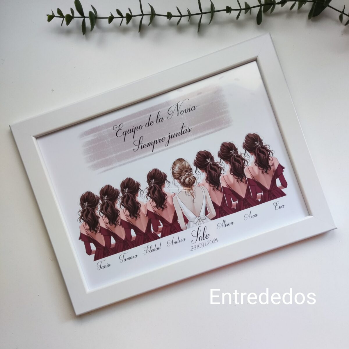 Marco y Lámina para Damas de Honor y novias personalizado - Imagen 10