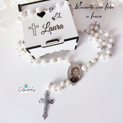 Collar de cuentas de rosario con "FOTOGRAFÍA"