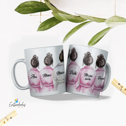 Taza damas de honor con "6 DAMAS + NOVIA"