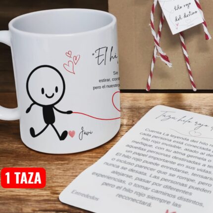 Taza personalizada el hilo rojo del destino entrededos