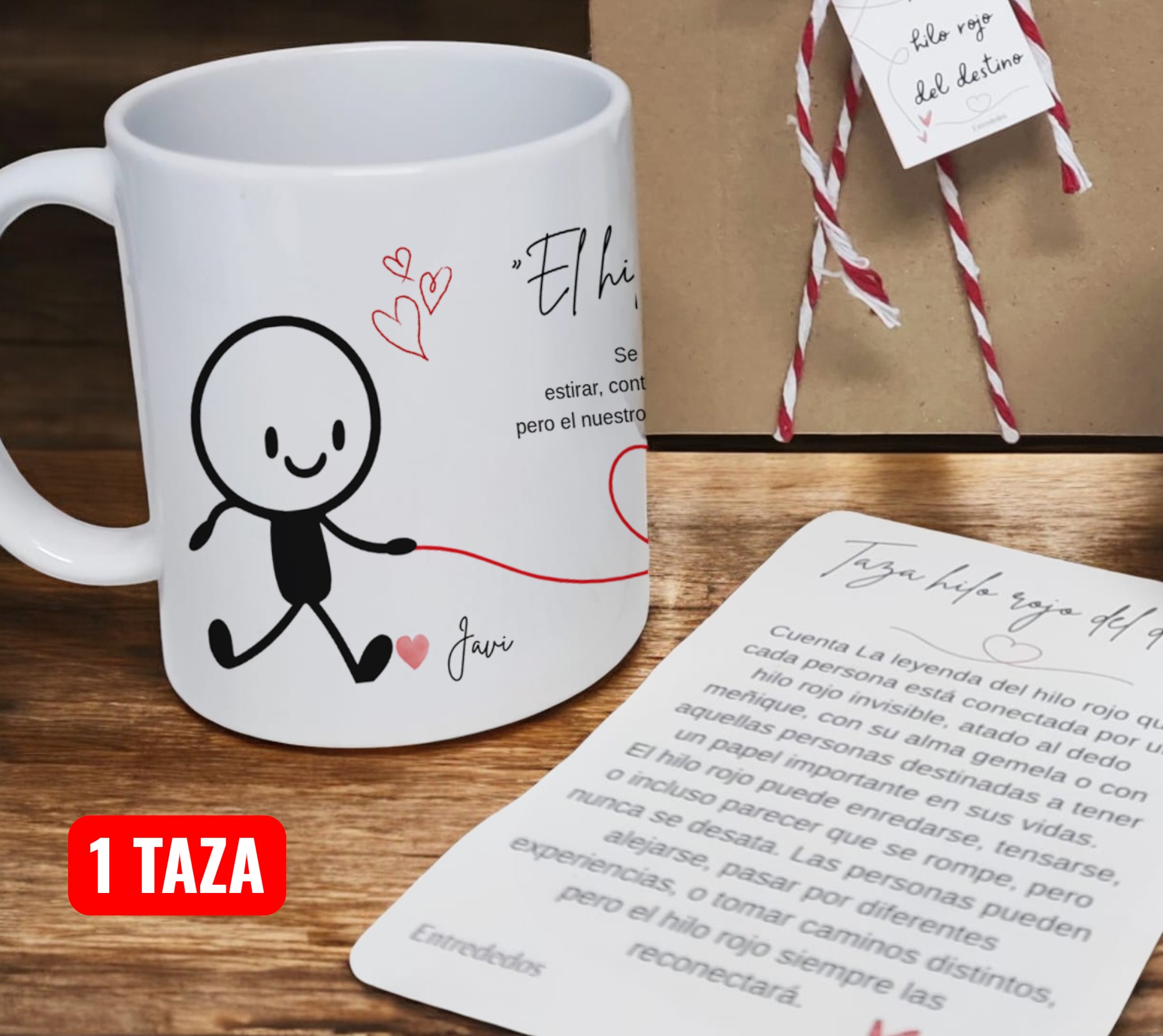 taza-personalizada-hilo-rojo-blanca-barata (2) Taza personalizada el hilo rojo del destino entrededos