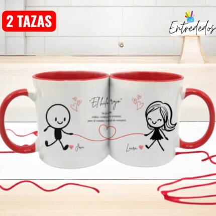 Taza personalizada el hilo rojo del destino entrededos