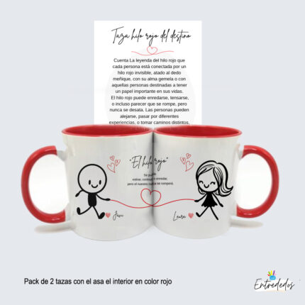PACK DOS TAZAS Hilo Rojo personalizada