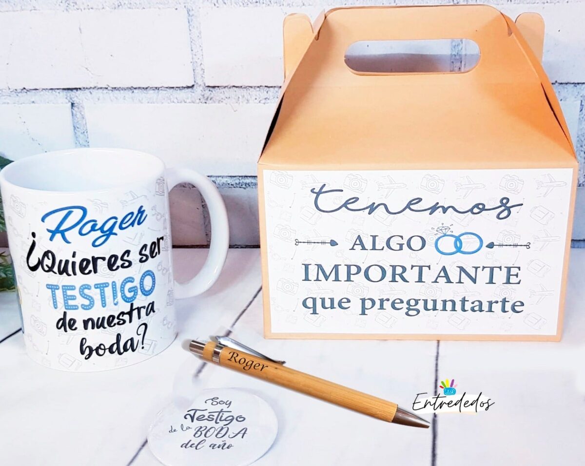 kit regalo testigos con diseño viajero - Imagen 2