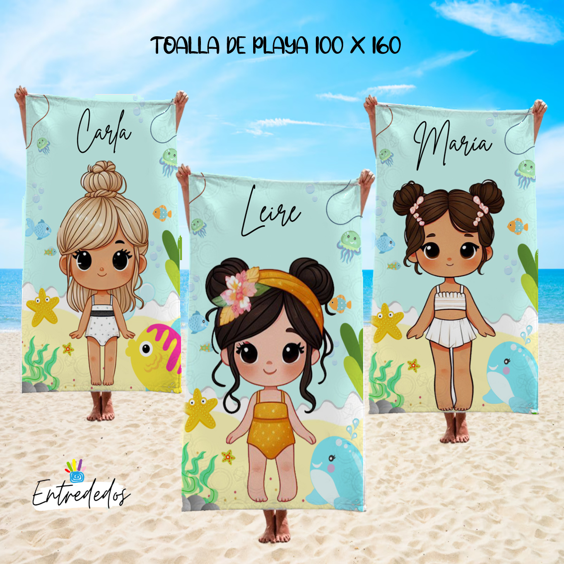 TOALLA 6 Toalla personalizada para niña DISEÑO MARINERO - Imagen 1