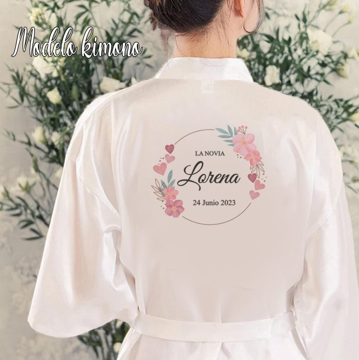 Bata blanca de "NOVIA" modelo "KIMONO" RF2307 - Imagen 1