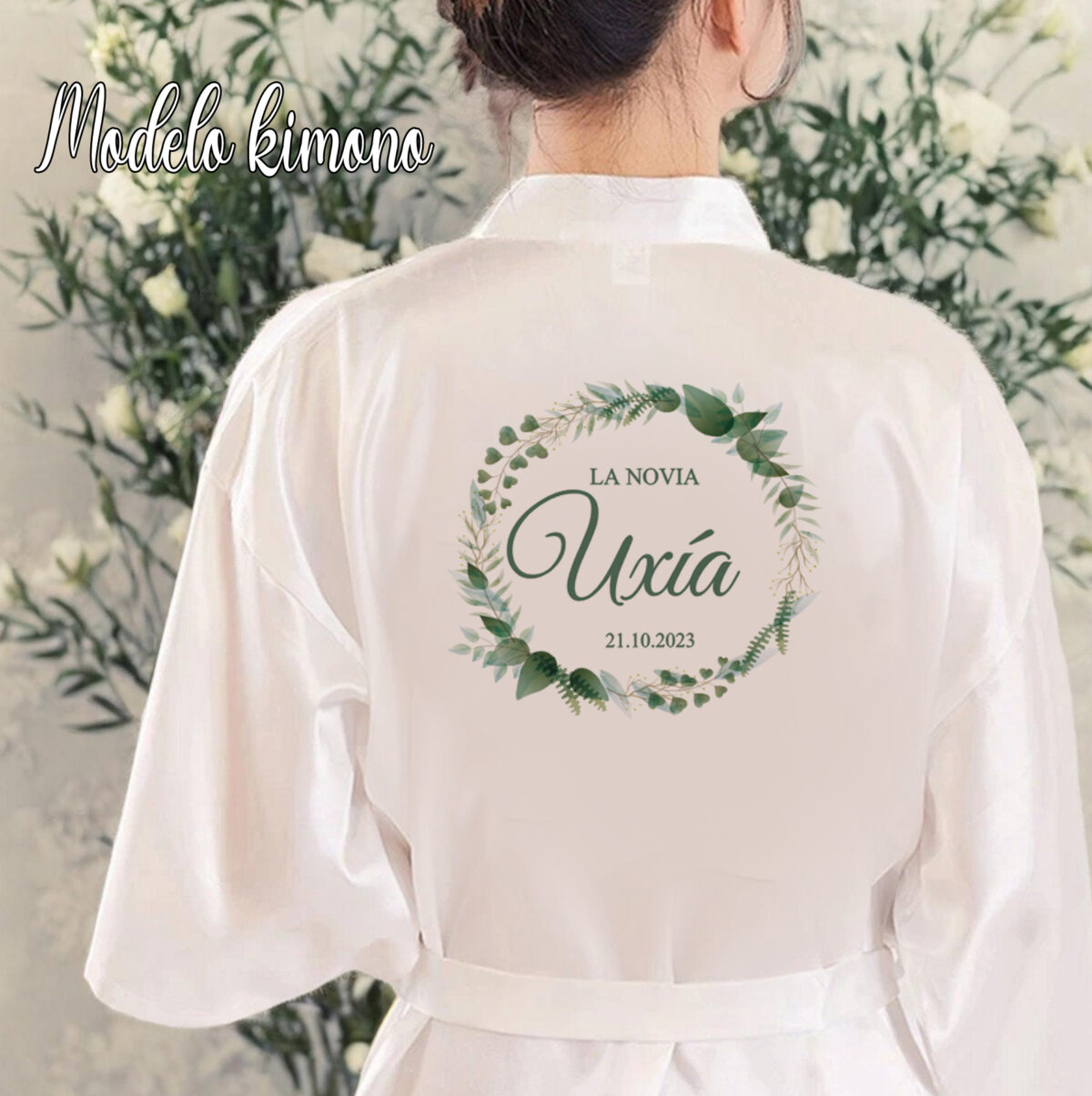 Bata blanca de "NOVIA" modelo "KIMONO" RFUXIA - Imagen 1