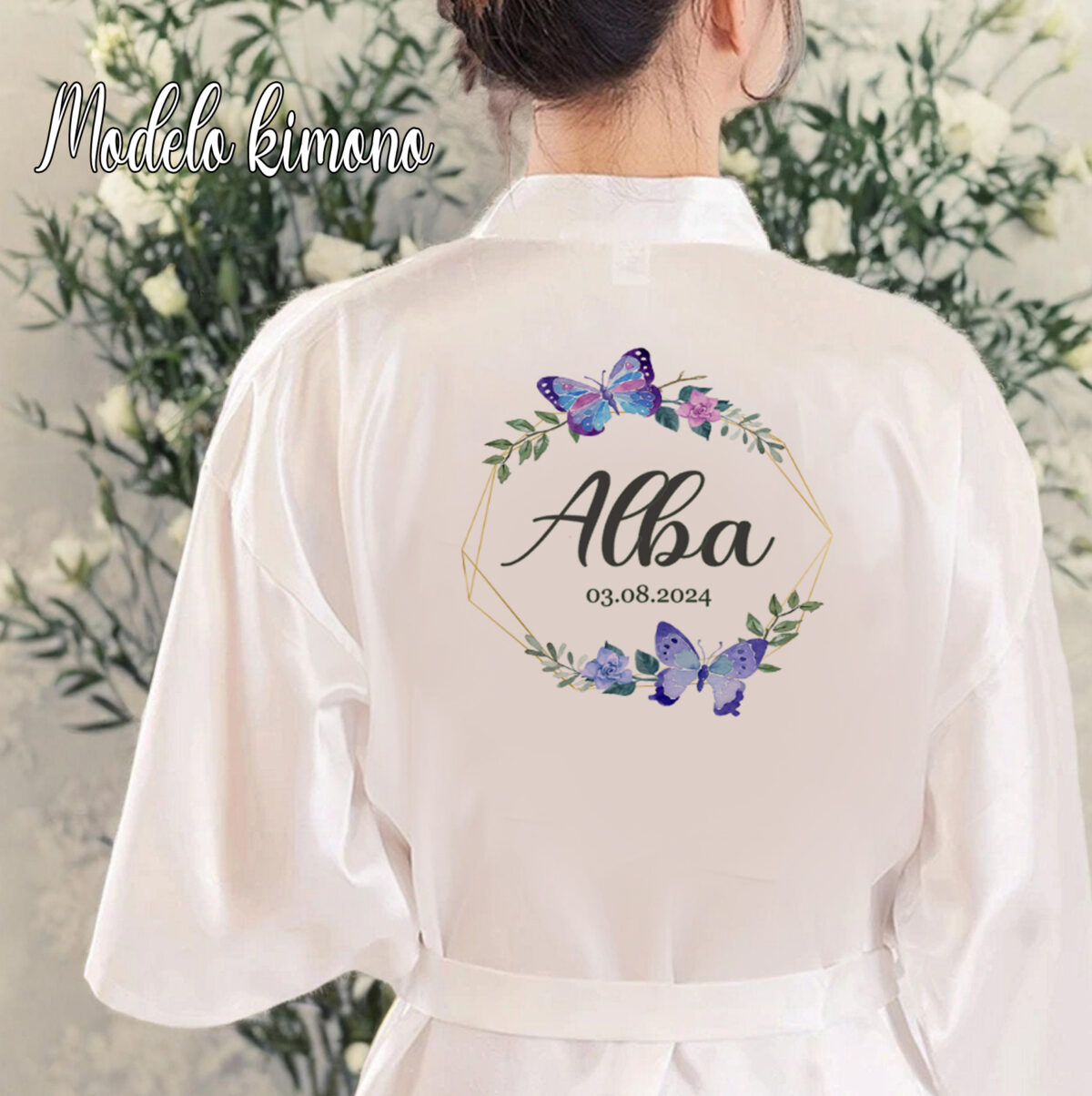 Bata blanca de "NOVIA" modelo "KIMONO" RF2309 - Imagen 1