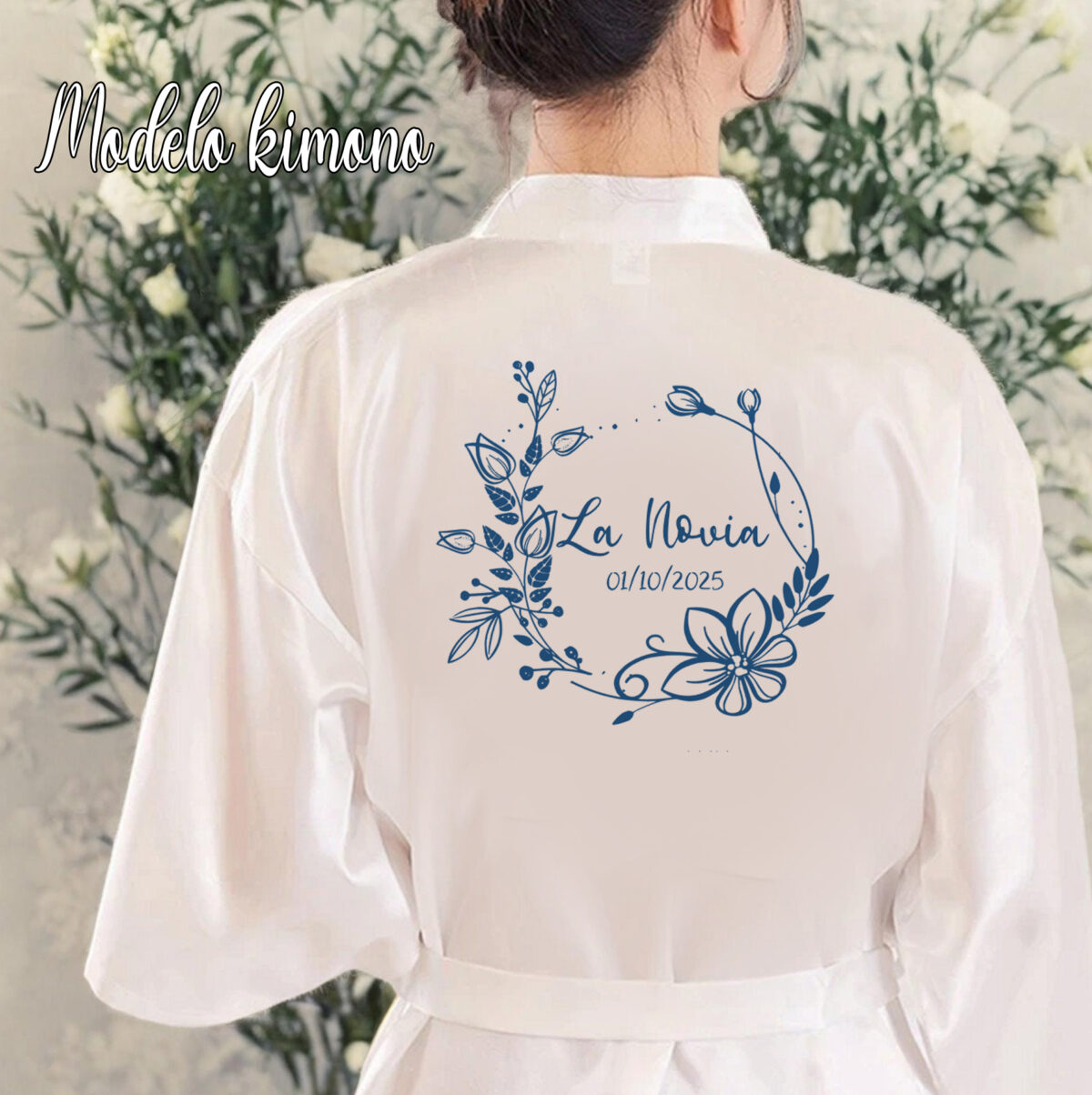 Bata blanca de "NOVIA" modelo "KIMONO" RF2313 - Imagen 1