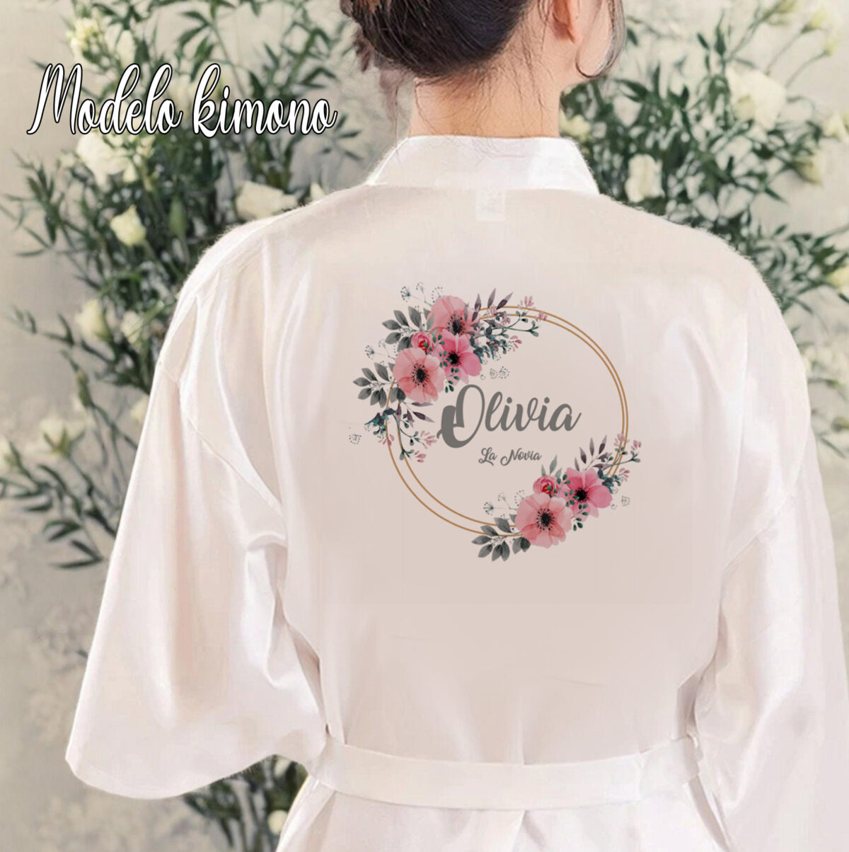 Bata blanca de "NOVIA" modelo "KIMONO" RF2314 - Imagen 1