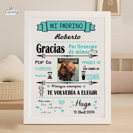 Marco y Lámina personalizada PADRINO + FOTOGRAFÍA