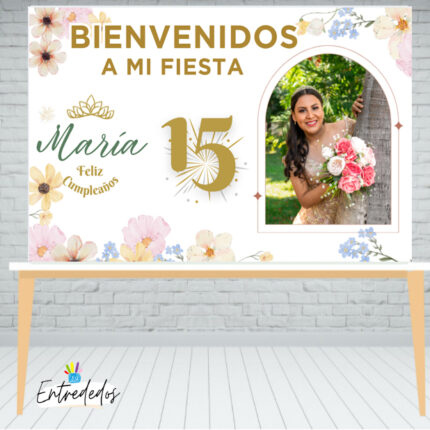 Fondo para mesa para 15 CUMPLEAÑOS flores