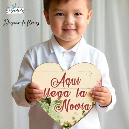 Cartel de madera para paje FLORES SURTIDAS