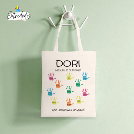 Bolsa tote bag diseño "LAS HUELLAS DE TU CLASE"