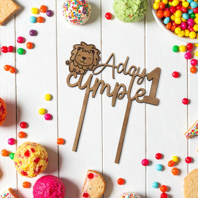 1 Toppers de Madera Safari para Cumpleaños Únicos - Imagen 3