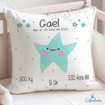 Cojín Personalizado con Datos de Nacimiento del Bebé (🚚 Incl.)