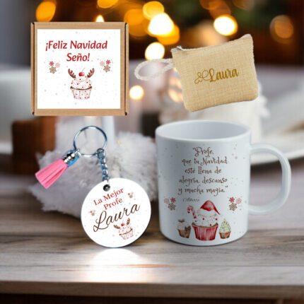 Kit Caja Regalo de Navidad para Profesora Personalizado