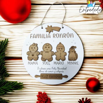 Placa de Madera Personalizada Familia Galletitas Cocineras