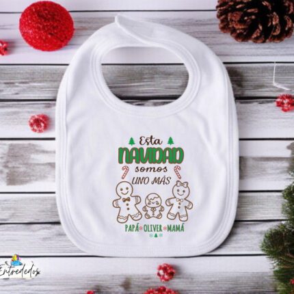 Babero bebé Mi Primera Navidad personalizado con nombre – Regalo navideño para recién nacidos