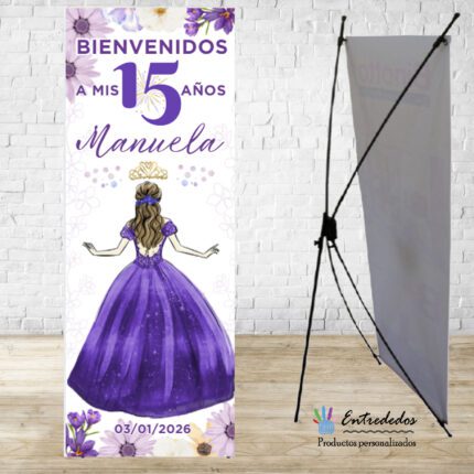 Banner personalizado para fiesta temática de 15 años