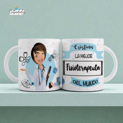 Taza personalizada para fisioterapeuta ☕💪 de 330 ml apta para microondas y lavavajillas