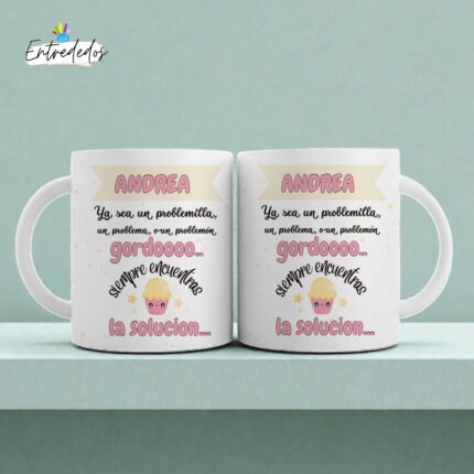 Taza personalizada para mujer con frase motivadora de Andrea ☕ 330 ml apta para microondas y lavavajillas