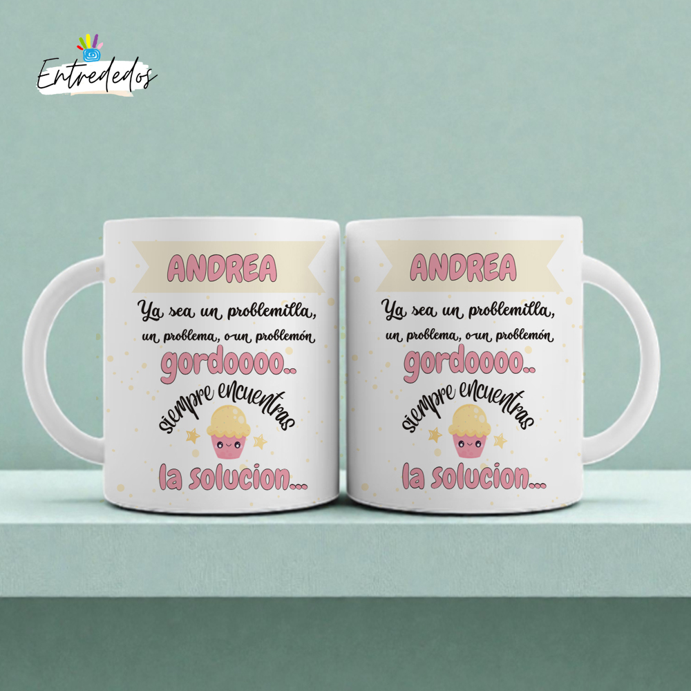 Taza personalizada para mujer con frase motivadora de Andrea ☕ 330 ml apta para microondas y lavavajillas