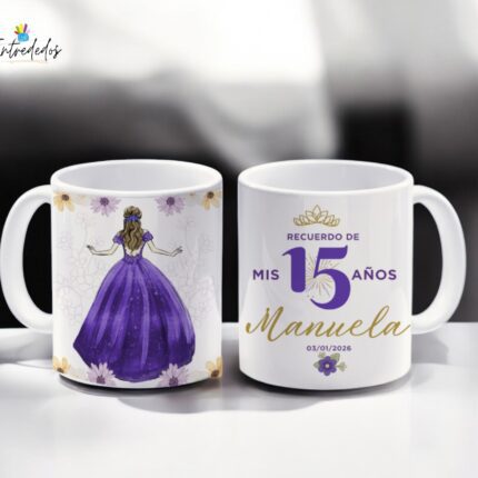 aza para quinceañera con diseño de vestido y fecha