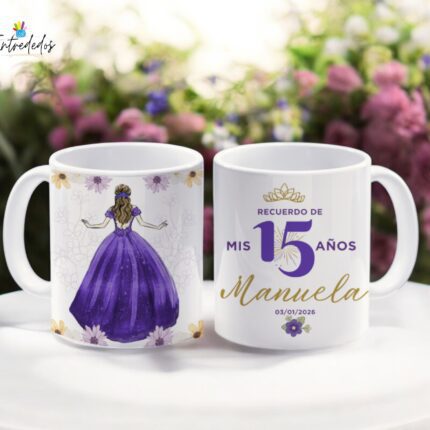 aza para quinceañera con diseño de vestido y fecha